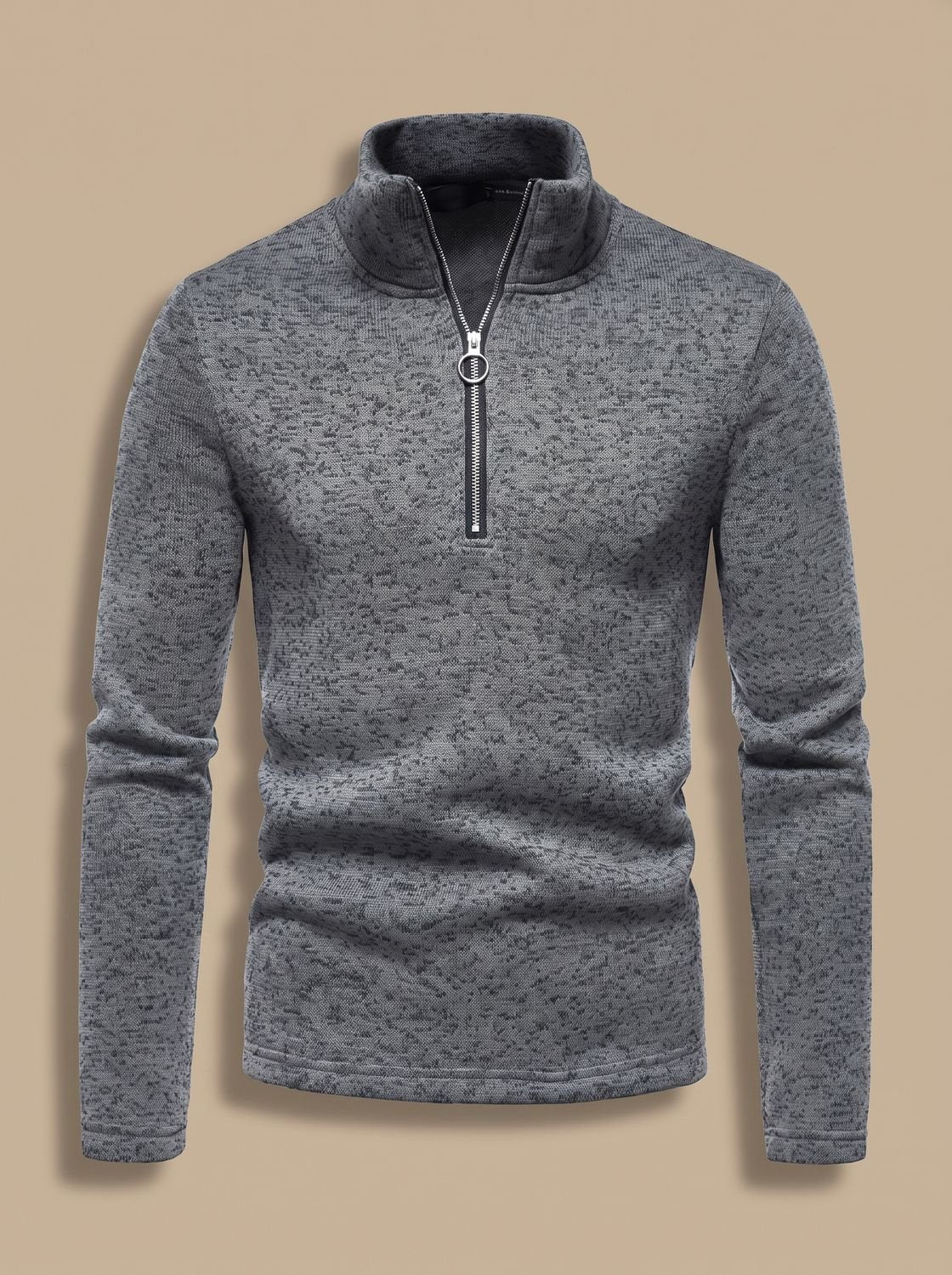 Men's Quarter-Zip Mock Neck Fine-Knit Pullover Sweater