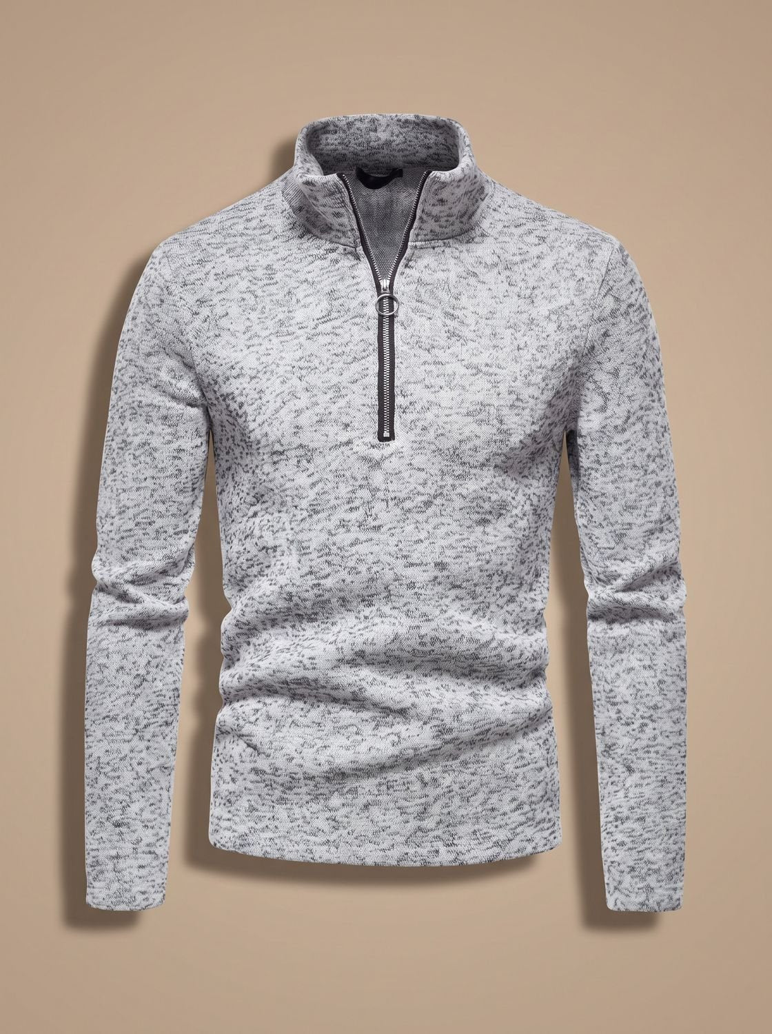 Men's Quarter-Zip Mock Neck Fine-Knit Pullover Sweater