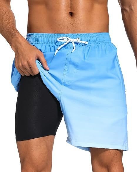 Men's Quick-Dry Swim Trunks with Compression Liner