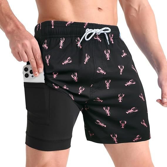 Men's Quick-Dry Swim Trunks with Compression Liner