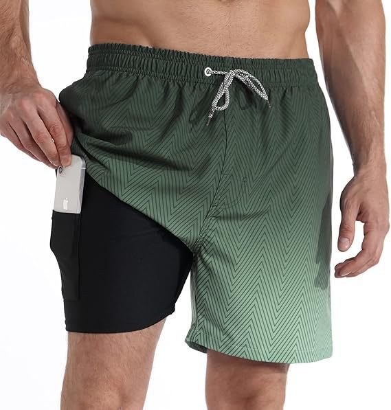 Men's Quick-Dry Swim Trunks with Compression Liner