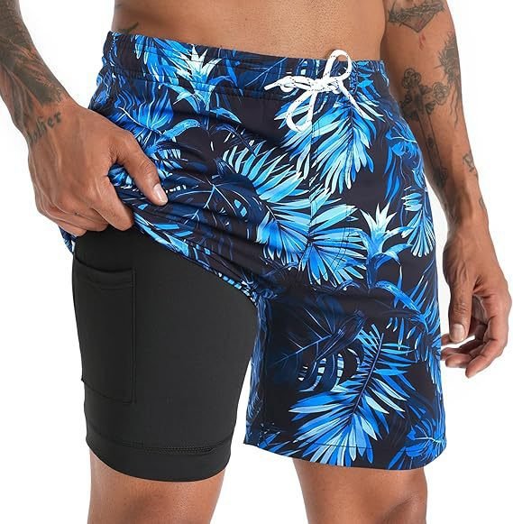 Men's Quick-Dry Swim Trunks with Compression Liner