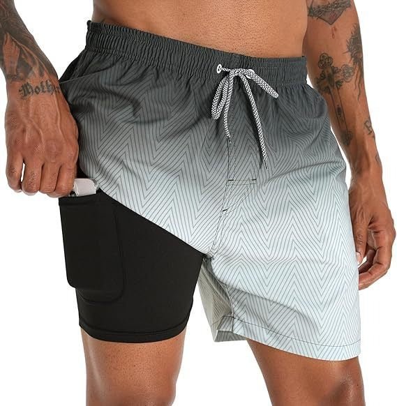 Men's Quick-Dry Swim Trunks with Compression Liner