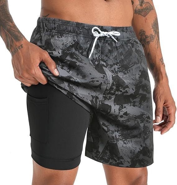 Men's Quick-Dry Swim Trunks with Compression Liner