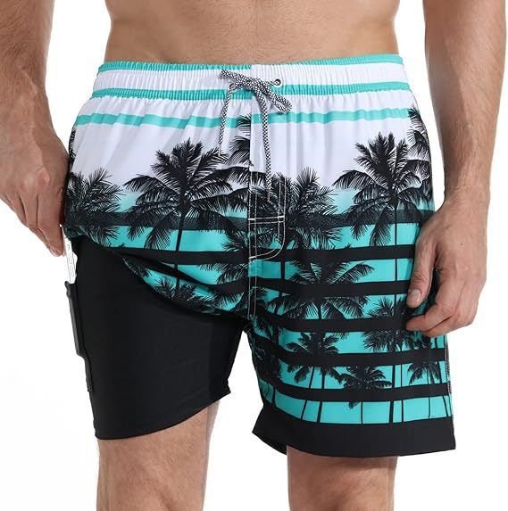Men's Quick-Dry Swim Trunks with Compression Liner