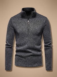 Men's Regular Fit Quarter-Zip Fine-Knit Stand Collar Pullover Sweater