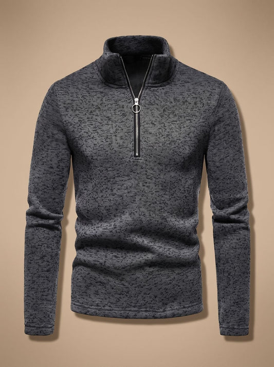 Men's Regular Fit Quarter-Zip Fine-Knit Stand Collar Pullover Sweater