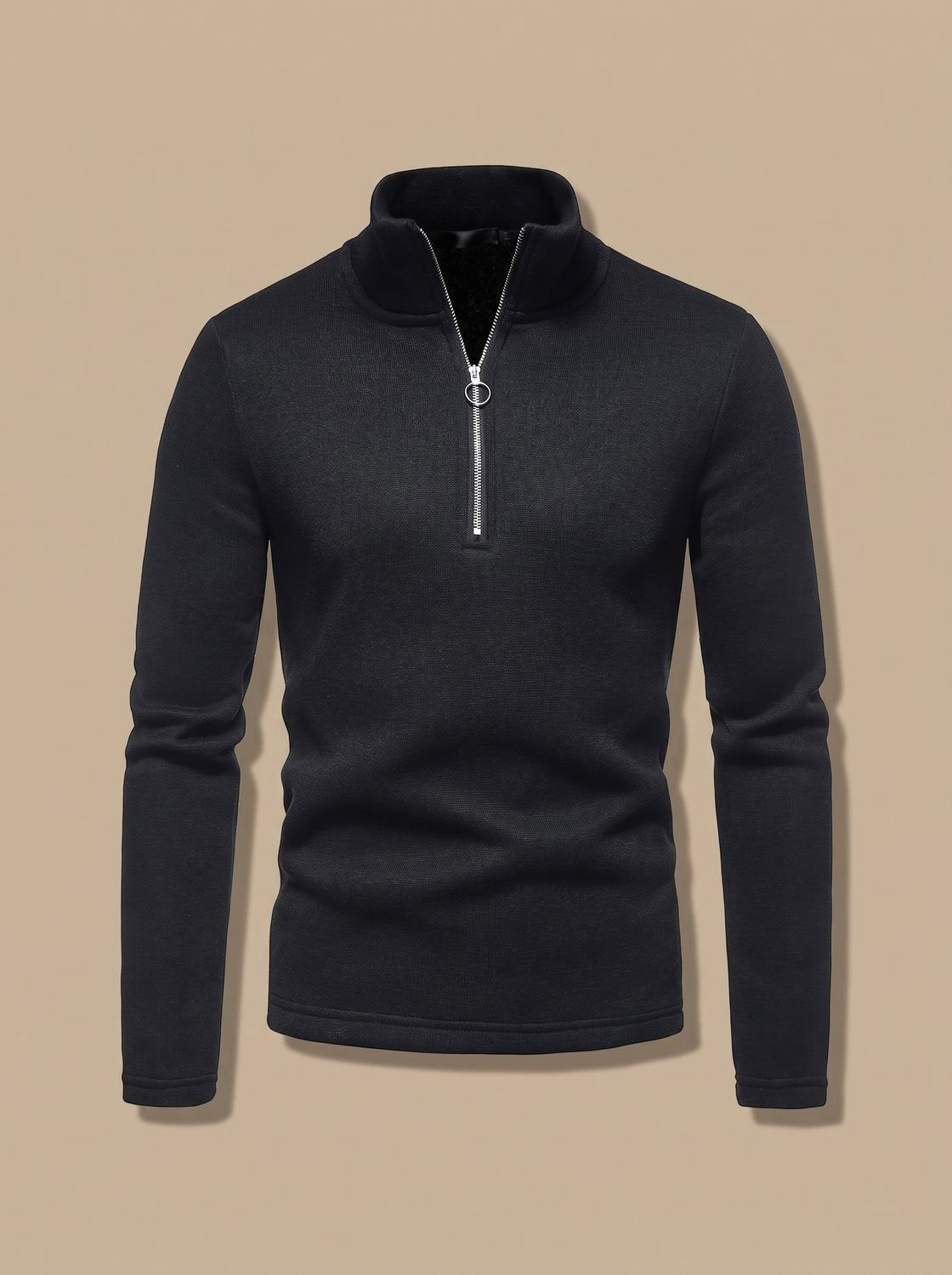 Men's Regular Fit Quarter-Zip Fine-Knit Stand Collar Pullover Sweater