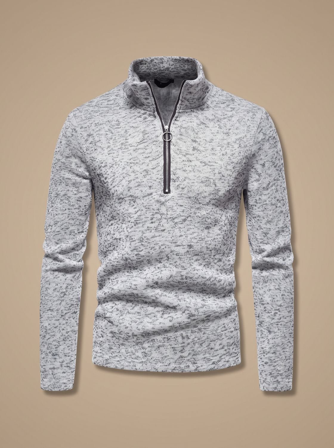 Men's Regular Fit Quarter-Zip Fine-Knit Stand Collar Pullover Sweater