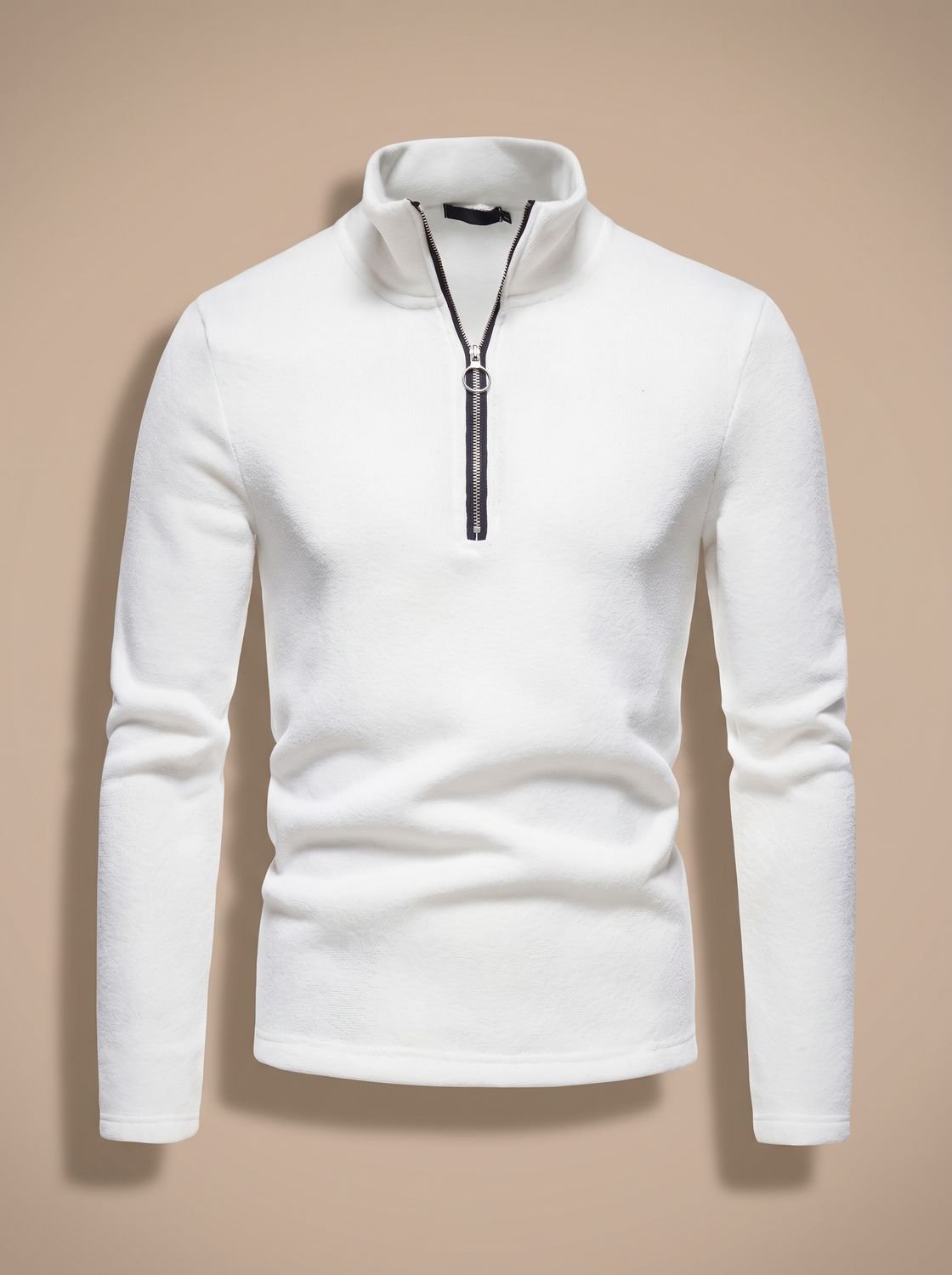 Men's Regular Fit Quarter-Zip Fine-Knit Stand Collar Pullover Sweater