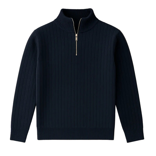 Men's Ribbed Half-Zip Jumper in Modern Knit Blend