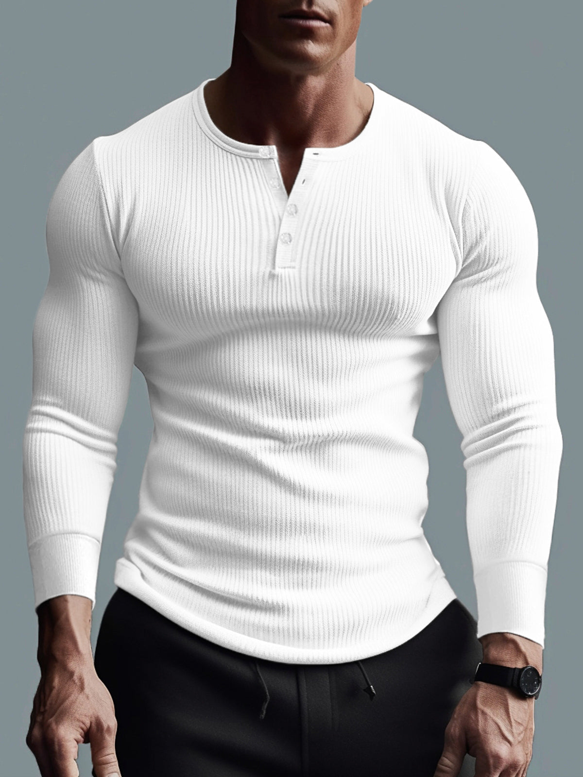 Men's Ribbed Henley Shirt