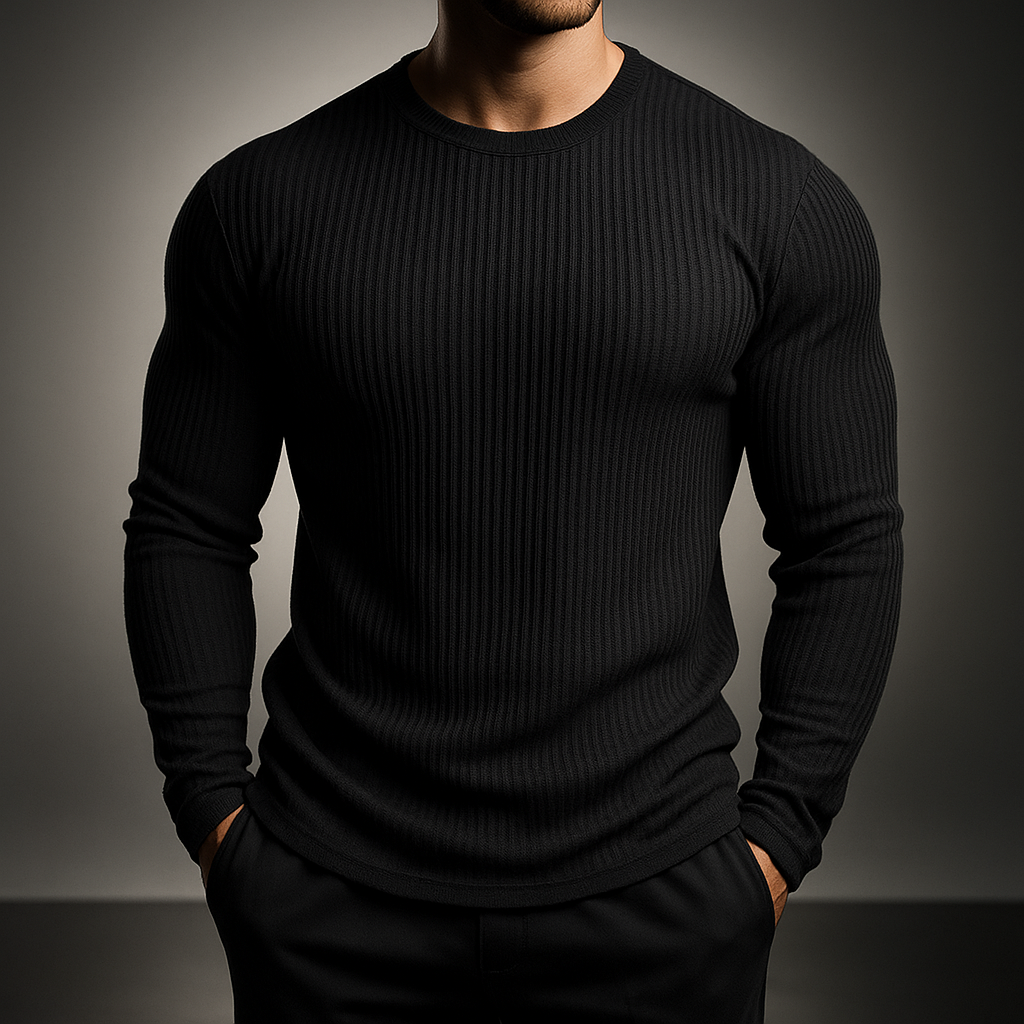 Men's Ribbed Long-Sleeve Pullover Sweater