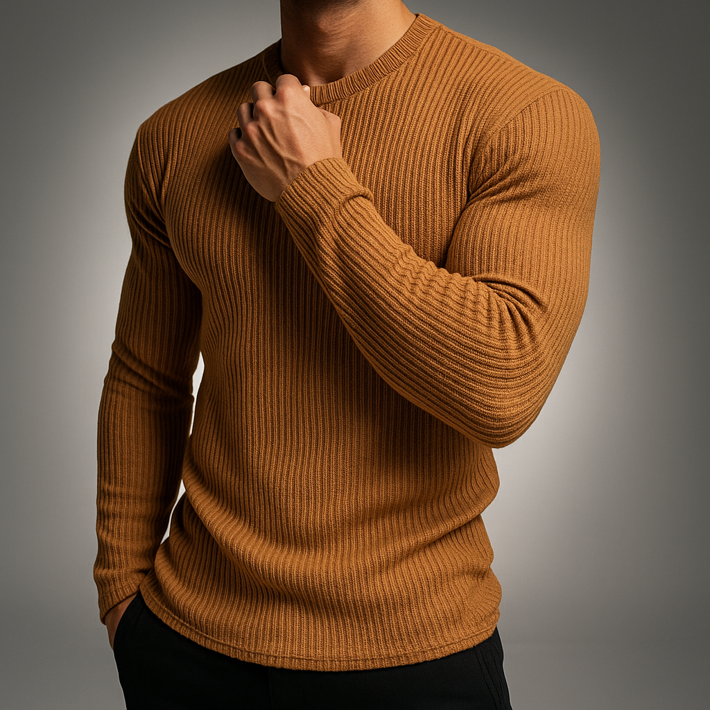 Men's Ribbed Long-Sleeve Pullover Sweater