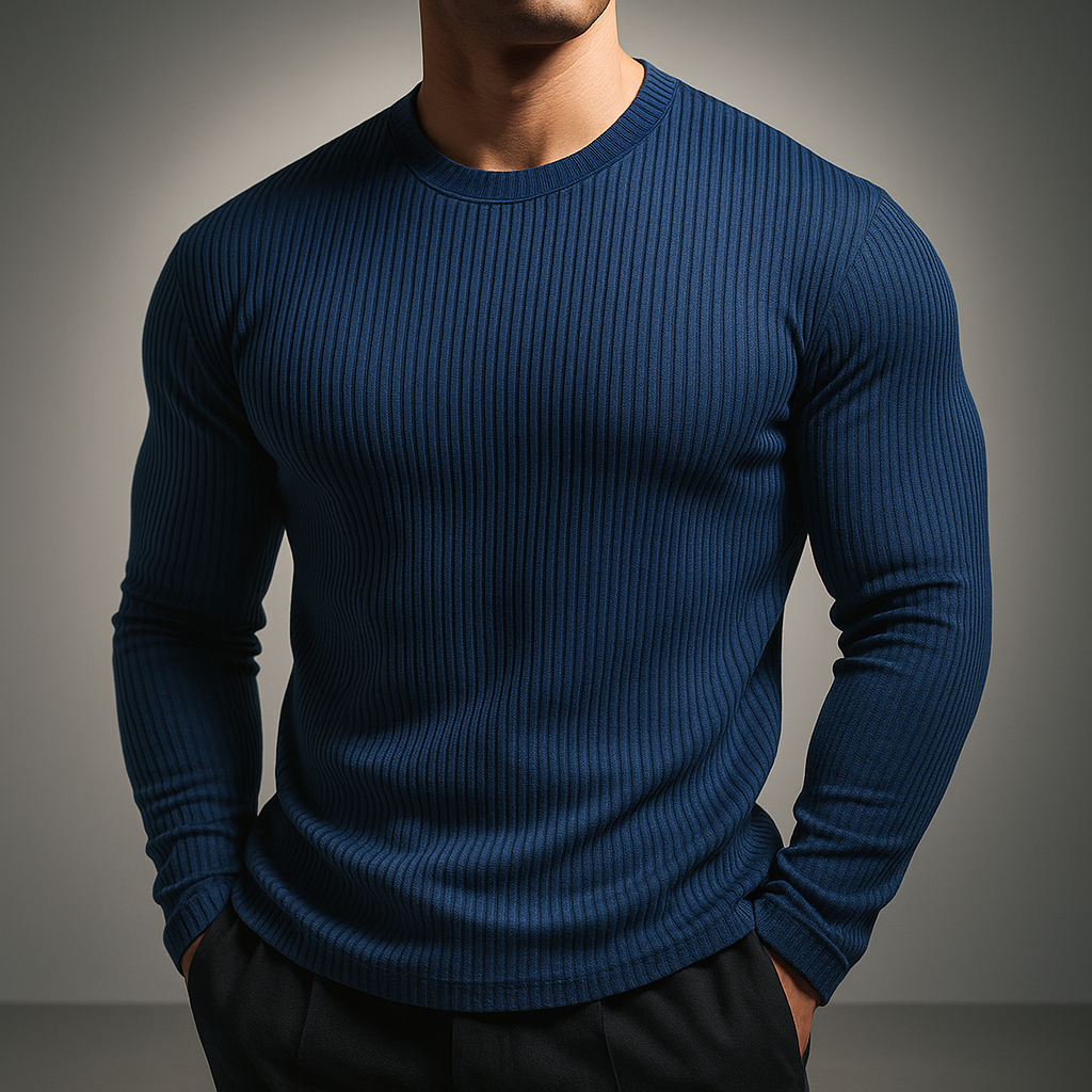Men's Ribbed Long-Sleeve Pullover Sweater
