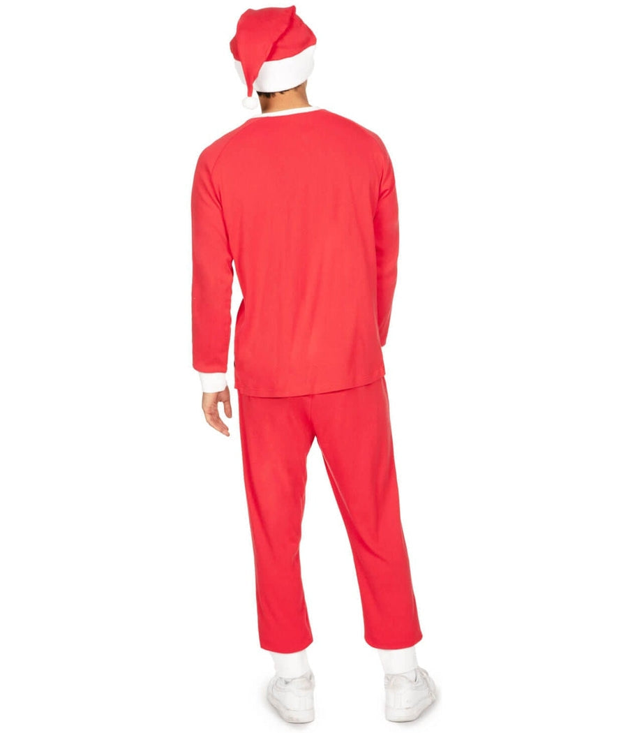Men's Santa Claus Pajama Set with Crew Neck Top and Drawstring Pants