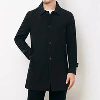Men's Single-Breasted Trench Coat with Notch Collar