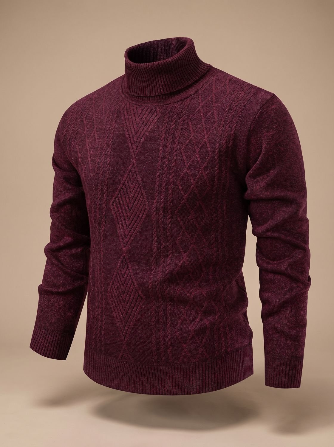 Men's Slim-Fit Cable-Knit Turtleneck Sweater