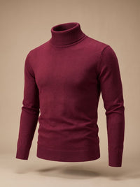 Men's Slim-Fit Fine-Knit Turtleneck Sweater with Ribbed Cuffs
