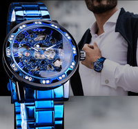 Men's Stainless Steel Skeleton Watch