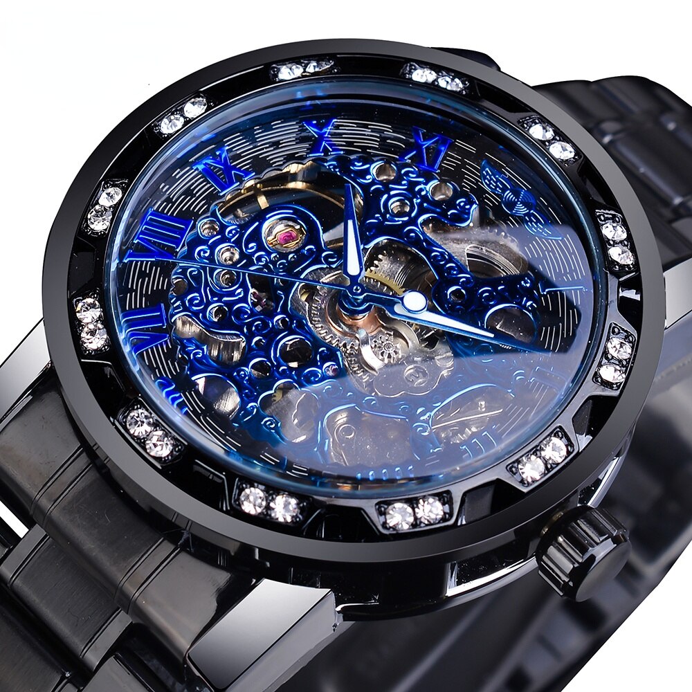 Men's Stainless Steel Skeleton Watch