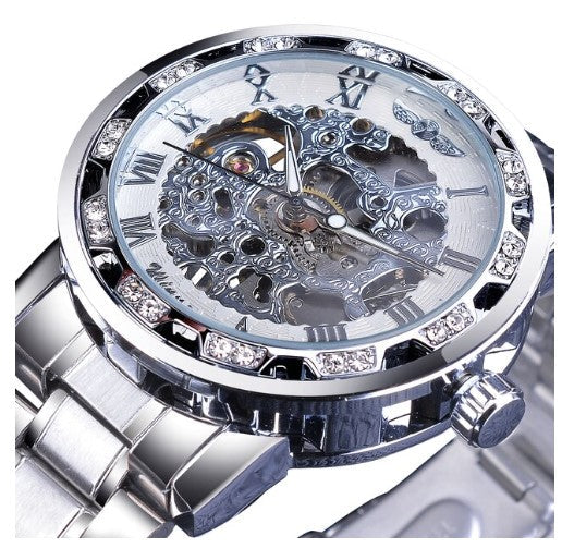 Men's Stainless Steel Skeleton Watch