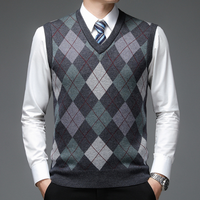Men's Sweater Vest with Stylish Argyle Pattern - Felix