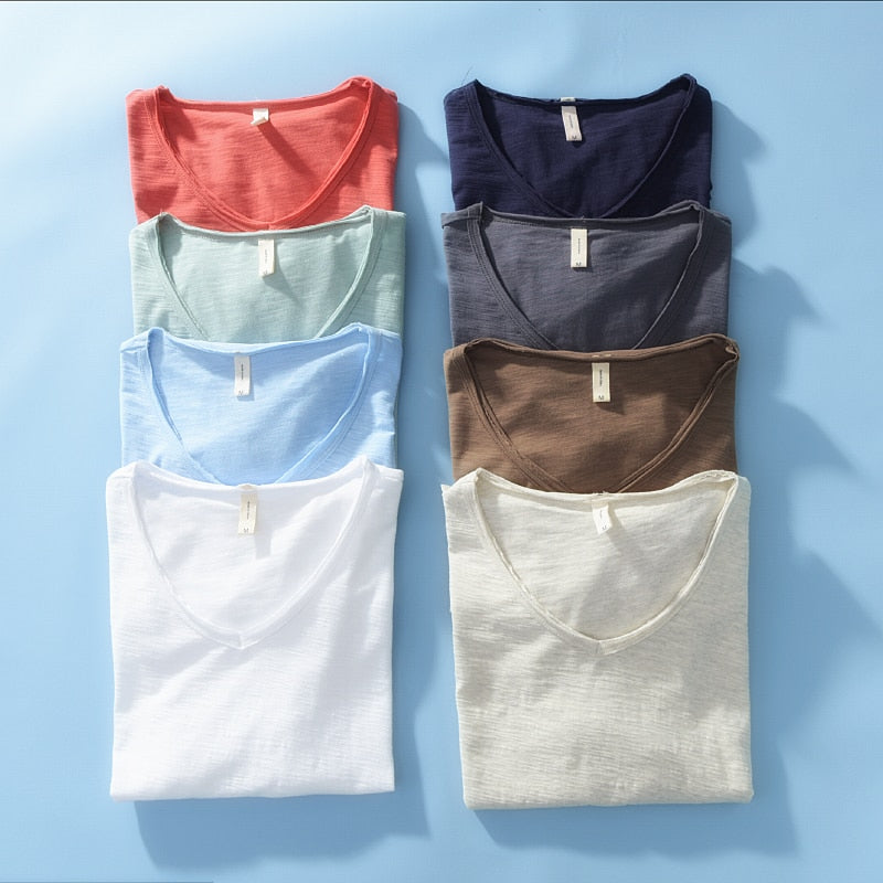 Men's V-Neck Linen Cotton Shirt