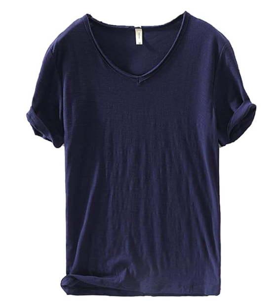 Men's V-Neck Linen Cotton Shirt