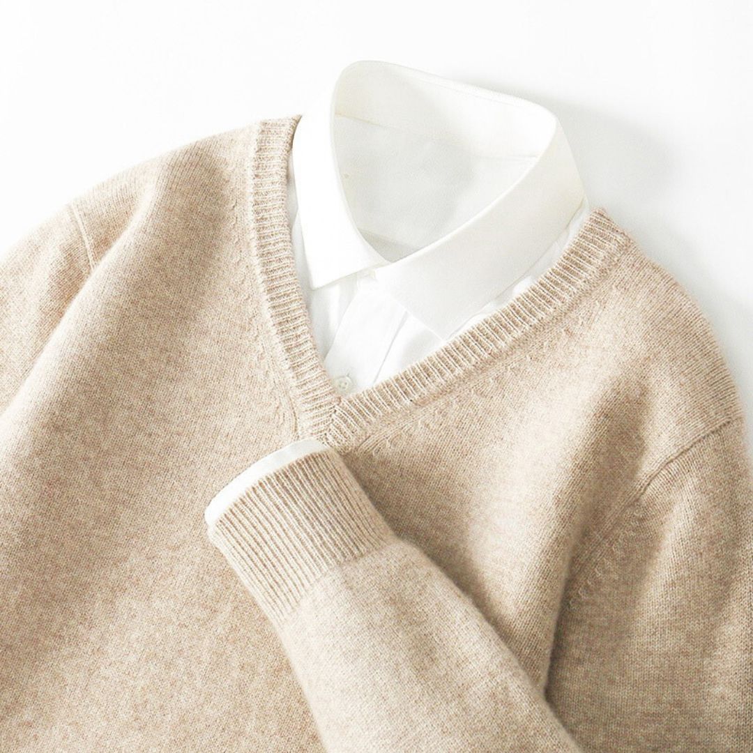 Men's V-Neck Sweater Merino Wool