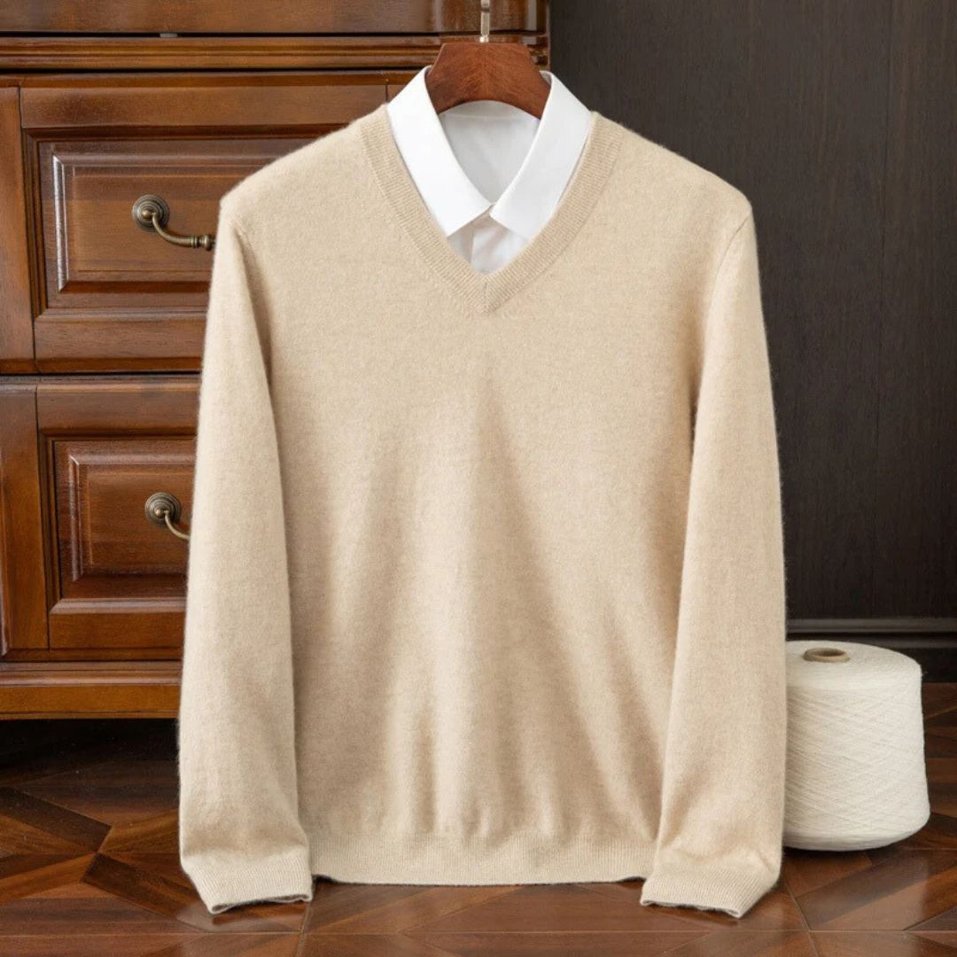 Men's V-Neck Sweater Merino Wool