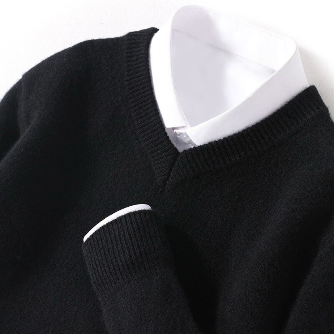 Men's V-Neck Sweater Merino Wool