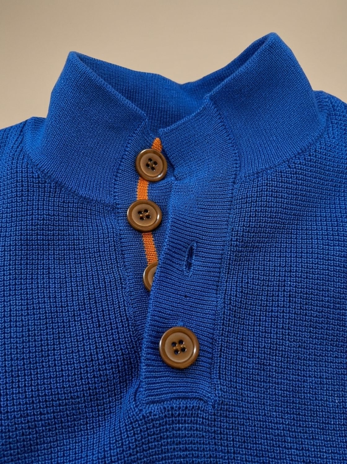 Men's Waffle-Knit Button-Neck Long-Sleeve Pullover Sweater