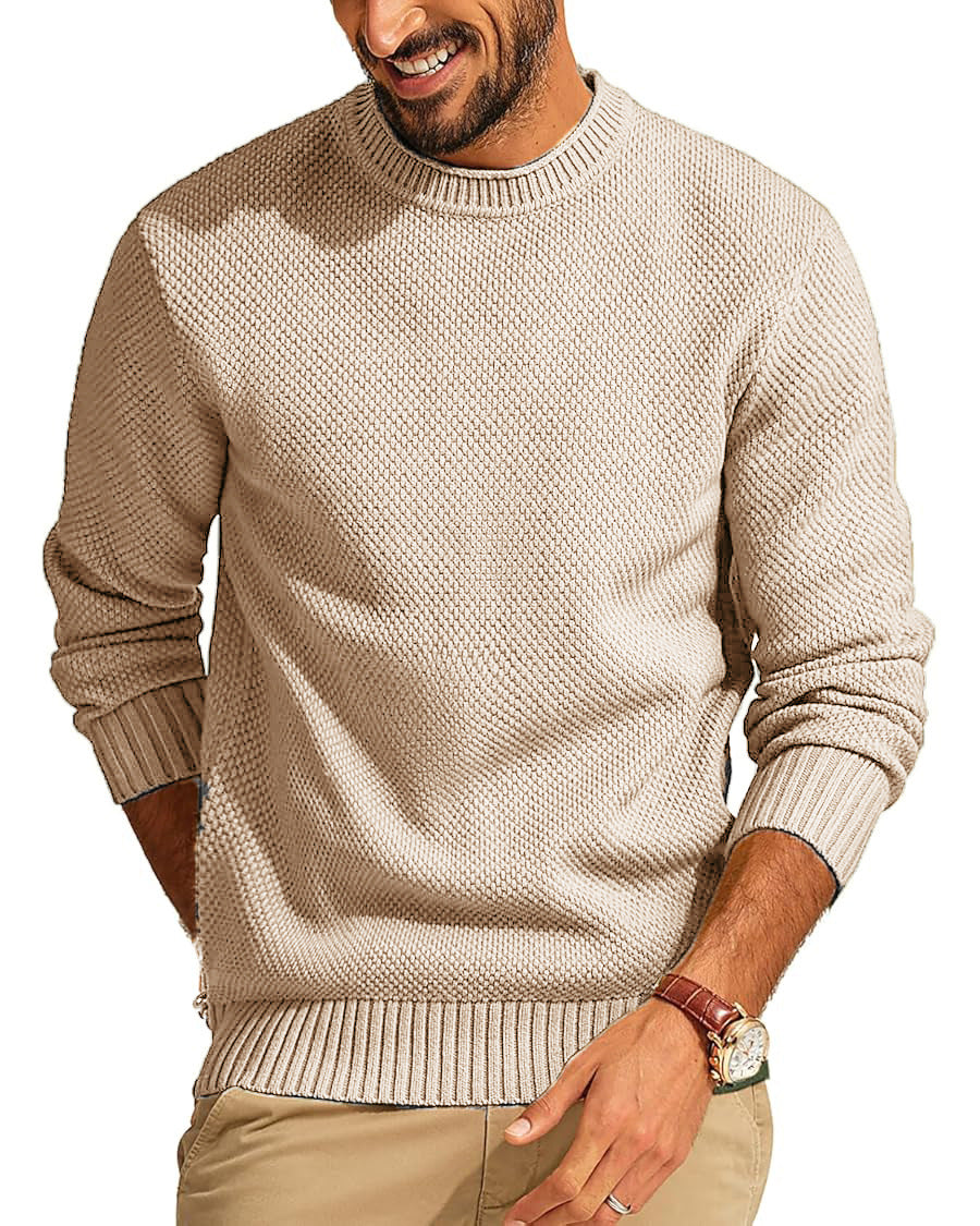 Men's Waffle-Knit Crewneck Sweater