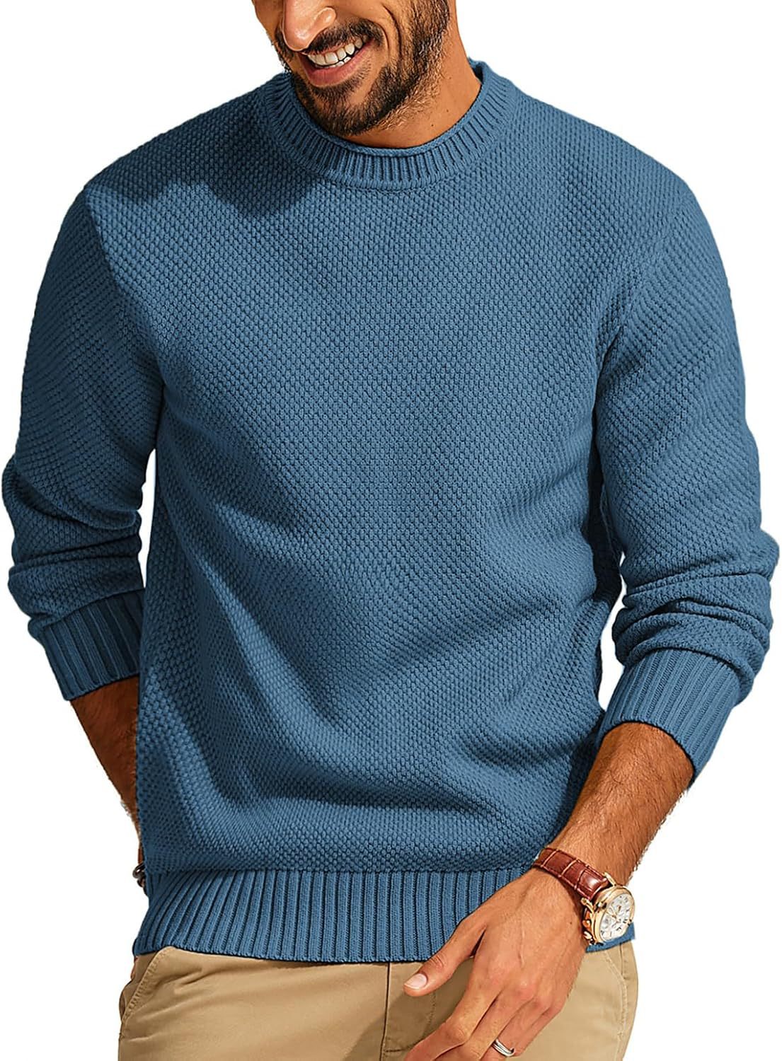 Men's Waffle-Knit Crewneck Sweater