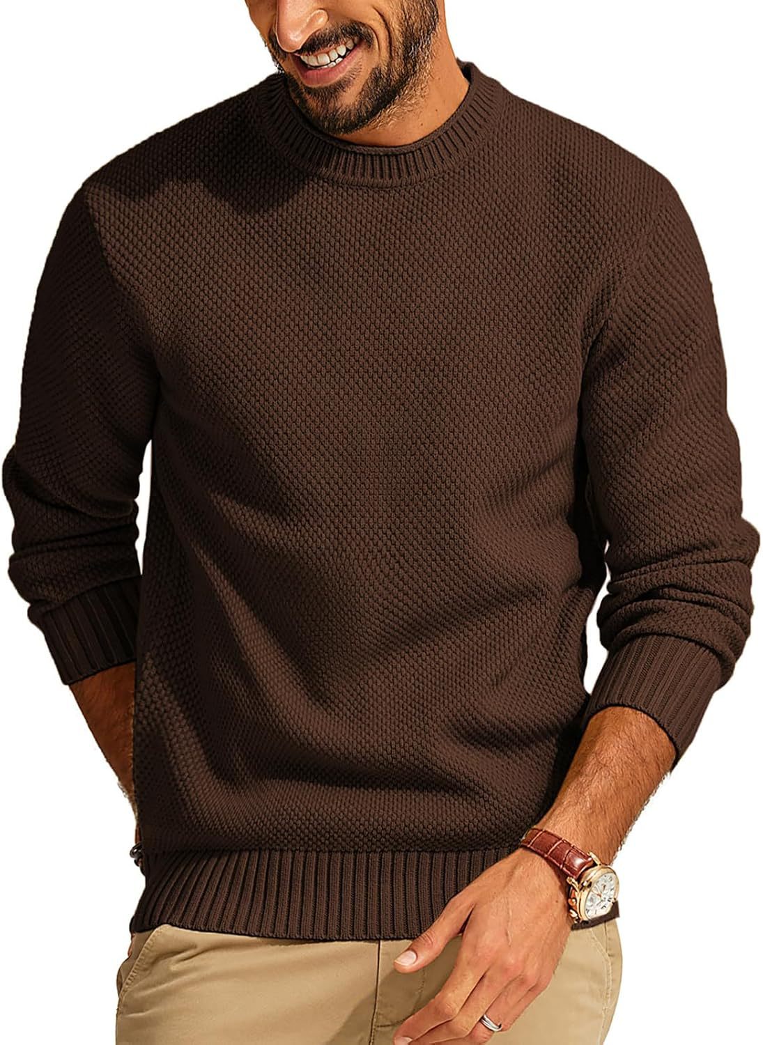 Men's Waffle-Knit Crewneck Sweater
