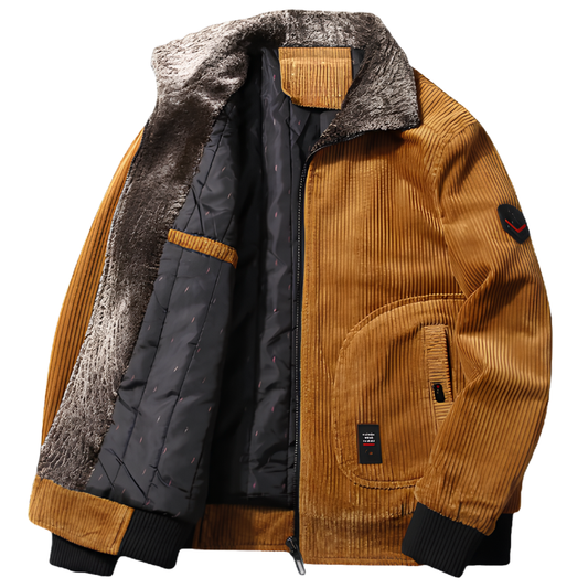 Mens Corduroy Bomber Jacket - Warm Winter Style - Image 1