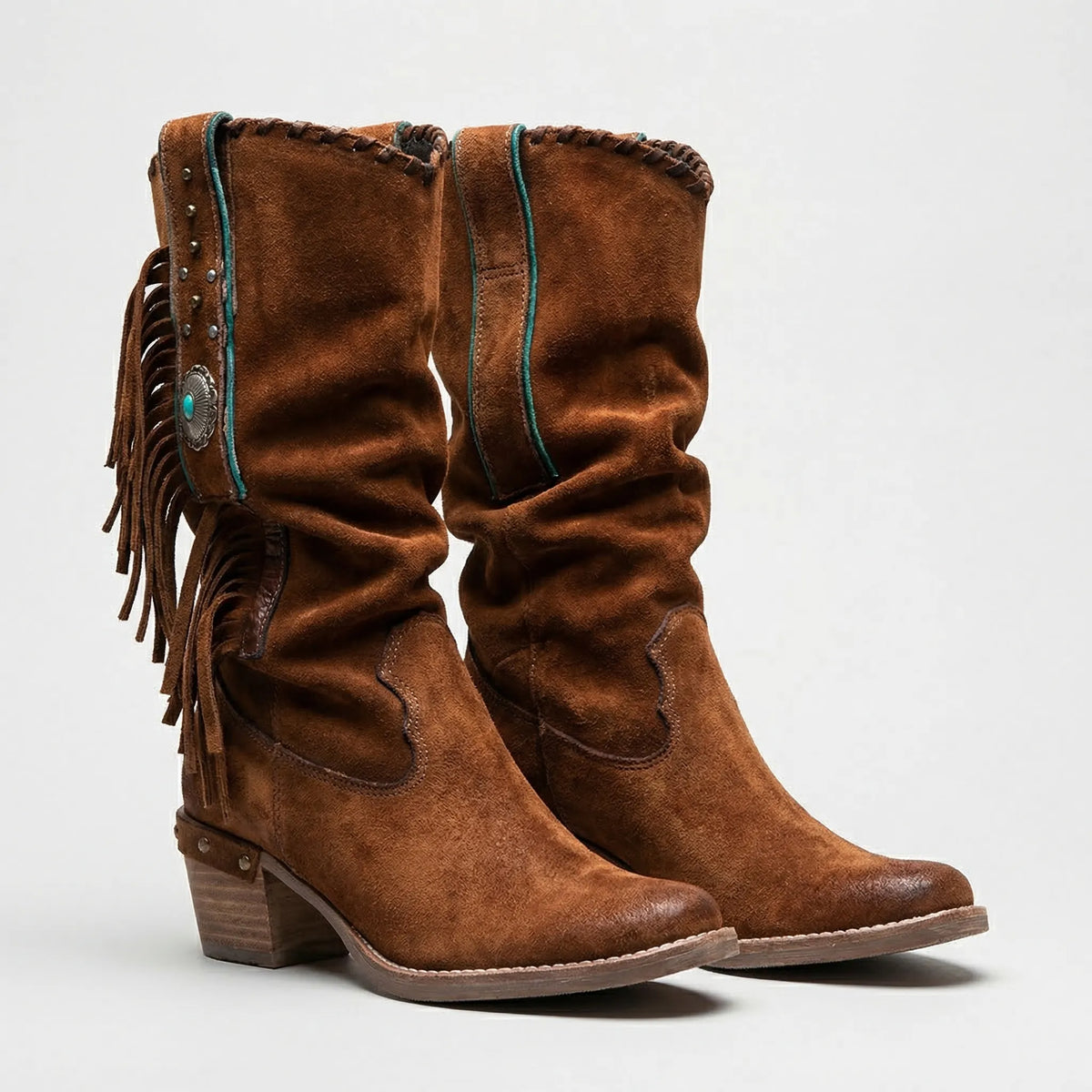 Mid-Calf Fringe Western Boots