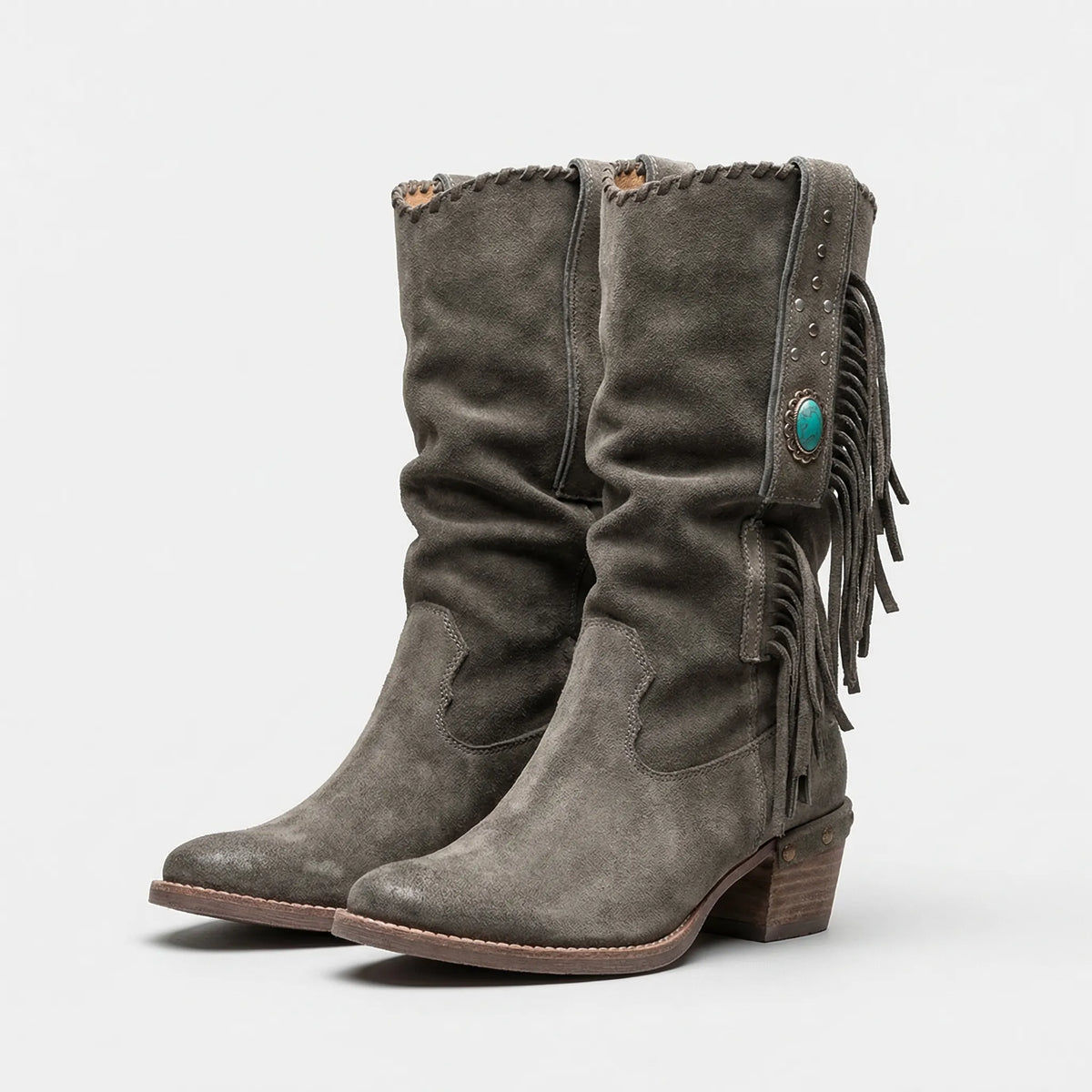 Mid-Calf Fringe Western Boots