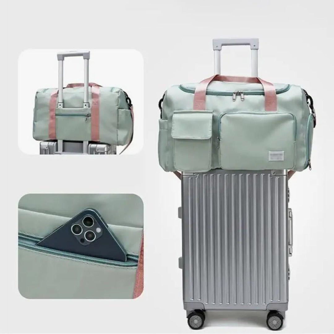 Multi-Pocket Travel Bag, Sports and Gym Duffle with Separate Shoe Compartment