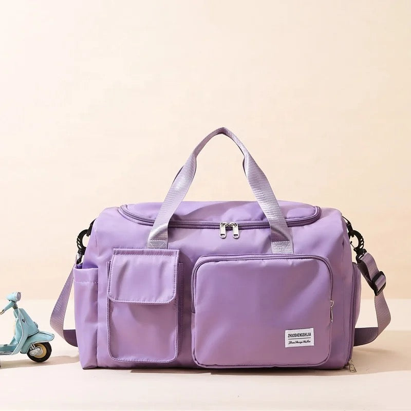 Multi-Pocket Travel Bag, Sports and Gym Duffle with Separate Shoe Compartment