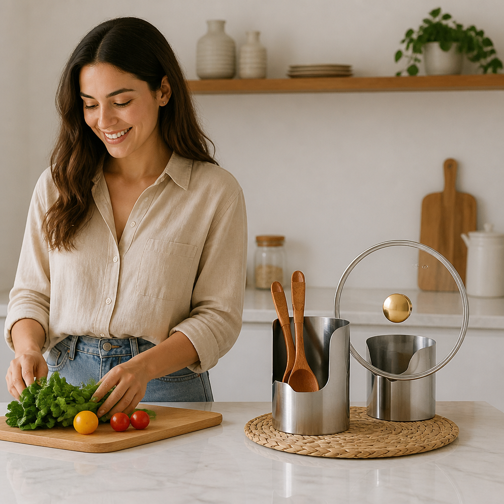 Multi-Slot Steel Lid and Utensil Stand