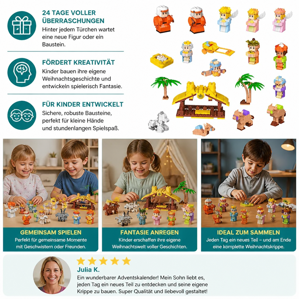 Nativity Scene Building Block Advent Calendar – 24 Days of Christmas Figures