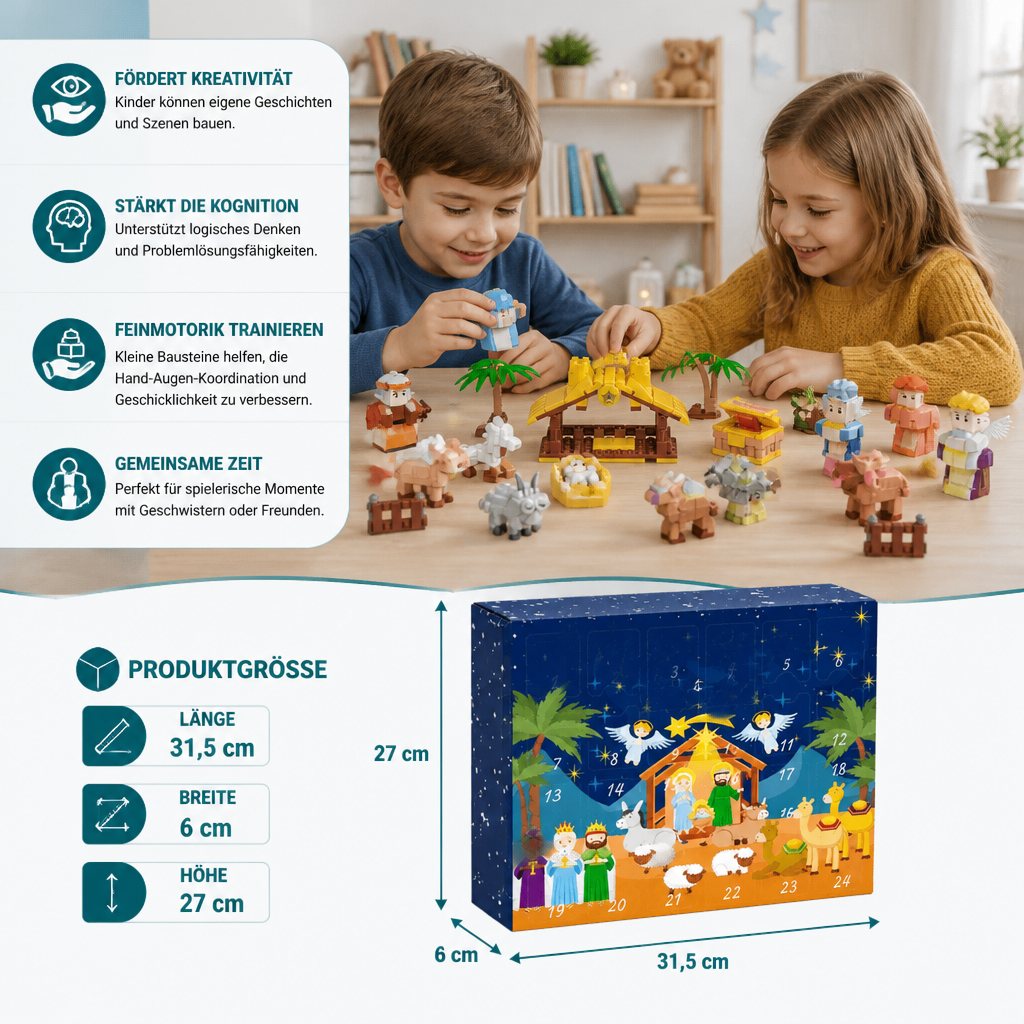 Nativity Scene Building Block Advent Calendar – 24 Days of Christmas Figures