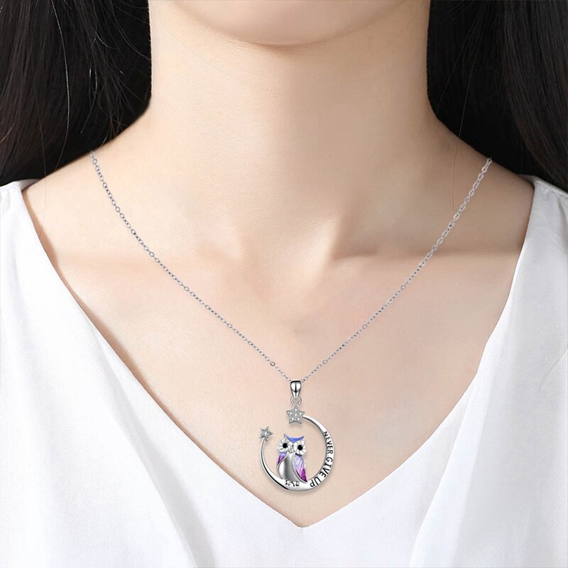 Never Give Up Wise Owl Necklace