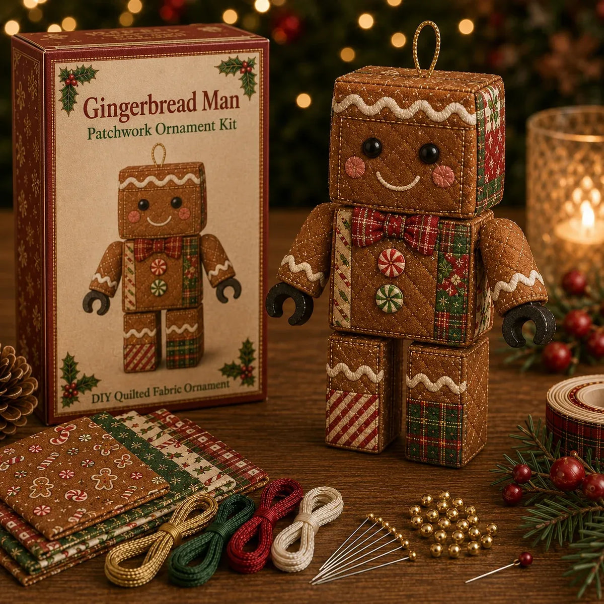 No-Sew Patchwork Santa Ornament Kit