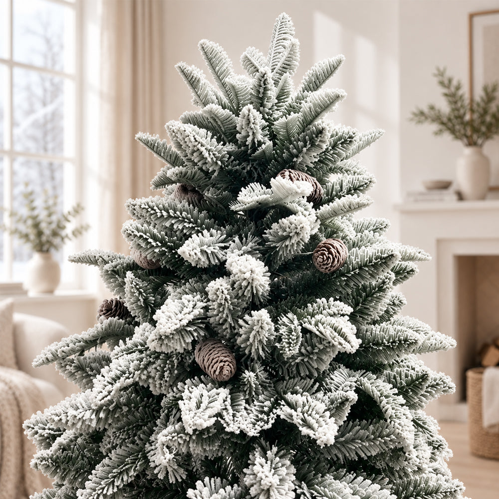 Nordic Snow Flocked Christmas Tree with Pine Cones
