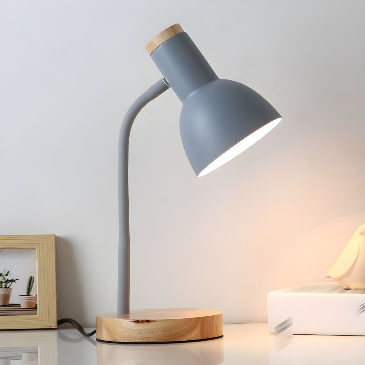 Nordic Style Table Lamp with Wooden Base