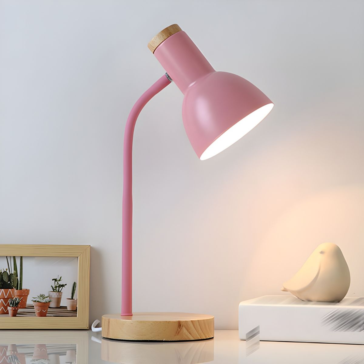 Nordic Style Table Lamp with Wooden Base