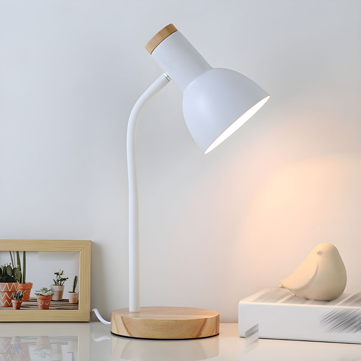 Nordic Style Table Lamp with Wooden Base